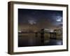 Lightning Off a Dock in Titusville, Florida Looking Towards Cape Canaveral-Melissa Southern-Framed Photographic Print