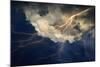 Lightning on Clouds Sky.-Andrew003-Mounted Art Print