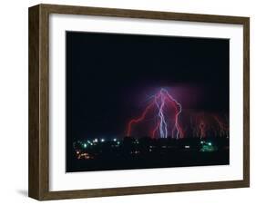 Lightning Over Boulder, CO-Chris Rogers-Framed Photographic Print