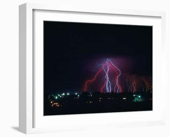 Lightning Over Boulder, CO-Chris Rogers-Framed Photographic Print