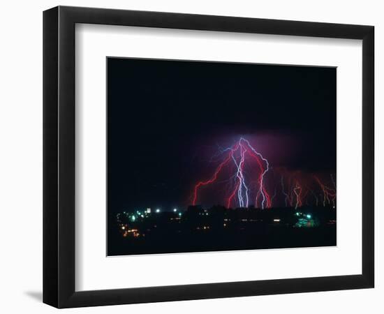 Lightning Over Boulder, CO-Chris Rogers-Framed Photographic Print