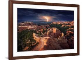 Lightning over Bryce Canyon-Stefan Mitterwallner-Framed Photographic Print