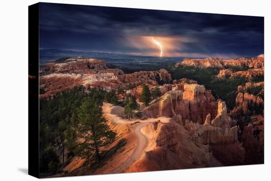 Lightning over Bryce Canyon-Stefan Mitterwallner-Stretched Canvas