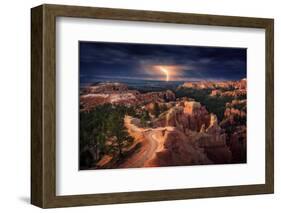 Lightning over Bryce Canyon-Stefan Mitterwallner-Framed Photographic Print