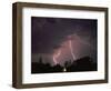 Lightning Over Floodlit Building, Pusztaszer, Hungary-Bence Mate-Framed Premium Photographic Print