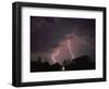 Lightning Over Floodlit Building, Pusztaszer, Hungary-Bence Mate-Framed Premium Photographic Print