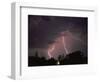 Lightning Over Floodlit Building, Pusztaszer, Hungary-Bence Mate-Framed Premium Photographic Print