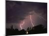 Lightning Over Floodlit Building, Pusztaszer, Hungary-Bence Mate-Mounted Premium Photographic Print