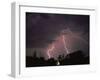 Lightning Over Floodlit Building, Pusztaszer, Hungary-Bence Mate-Framed Photographic Print