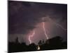 Lightning Over Floodlit Building, Pusztaszer, Hungary-Bence Mate-Mounted Photographic Print