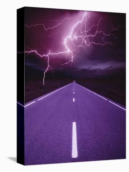 Lightning over Highway-Otto Rogge-Stretched Canvas