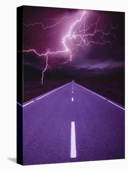 Lightning over Highway-Otto Rogge-Stretched Canvas