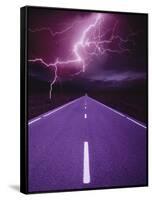 Lightning over Highway-Otto Rogge-Framed Stretched Canvas