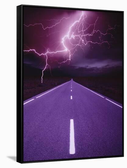 Lightning over Highway-Otto Rogge-Framed Stretched Canvas
