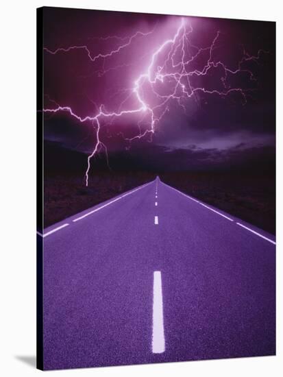 Lightning over Highway-Otto Rogge-Stretched Canvas