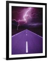 Lightning over Highway-Otto Rogge-Framed Premium Photographic Print