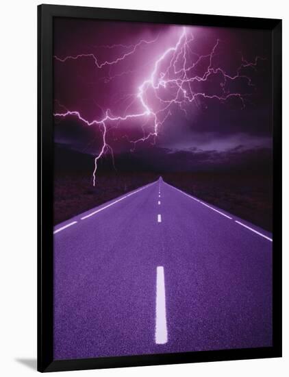 Lightning over Highway-Otto Rogge-Framed Photographic Print