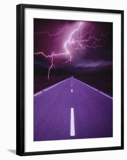 Lightning over Highway-Otto Rogge-Framed Photographic Print