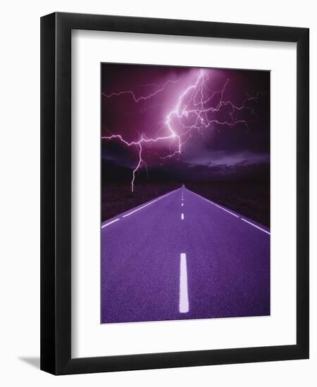 Lightning over Highway-Otto Rogge-Framed Photographic Print