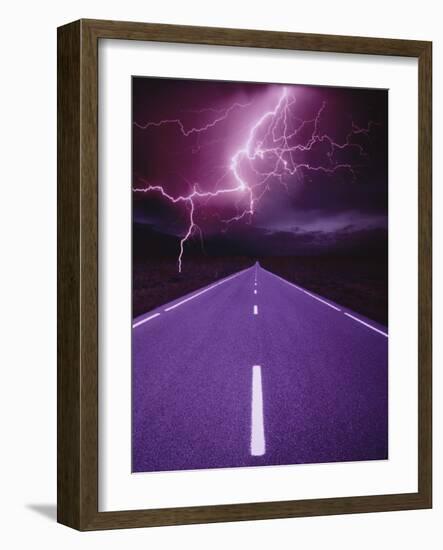 Lightning over Highway-Otto Rogge-Framed Photographic Print