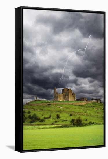 Lightning over Ruins of the Rock of Cashel, Tipperary County, Ireland-Jaynes Gallery-Framed Stretched Canvas