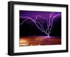 Lightning over San Francisco-Douglas Keister-Framed Photographic Print