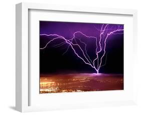 Lightning over San Francisco-Douglas Keister-Framed Photographic Print