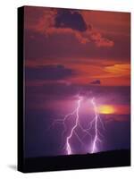 Lightning Storm at Sunset-Jim Zuckerman-Stretched Canvas