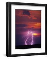 Lightning Storm at Sunset-Jim Zuckerman-Framed Premium Photographic Print