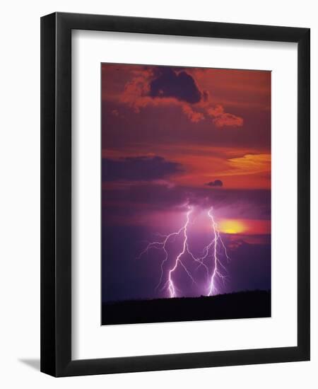 Lightning Storm at Sunset-Jim Zuckerman-Framed Premium Photographic Print