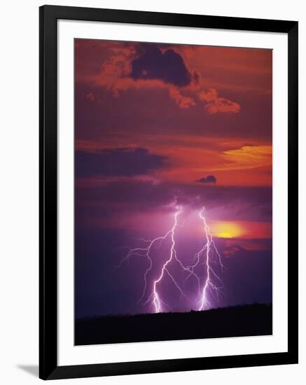 Lightning Storm at Sunset-Jim Zuckerman-Framed Premium Photographic Print