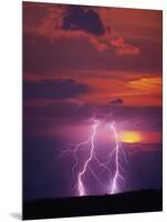 Lightning Storm at Sunset-Jim Zuckerman-Mounted Photographic Print