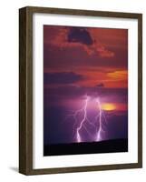 Lightning Storm at Sunset-Jim Zuckerman-Framed Photographic Print