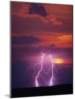 Lightning Storm at Sunset-Jim Zuckerman-Mounted Photographic Print