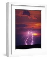 Lightning Storm at Sunset-Jim Zuckerman-Framed Photographic Print