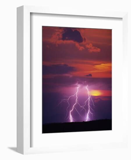 Lightning Storm at Sunset-Jim Zuckerman-Framed Photographic Print