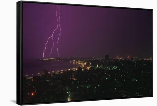 Lightning Storm in Havana Cuba-DLILLC-Framed Stretched Canvas