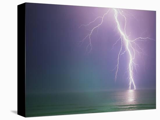 Lightning Storm over Ocean-Peter Wilson-Stretched Canvas