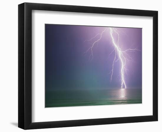 Lightning Storm over Ocean-Peter Wilson-Framed Photographic Print