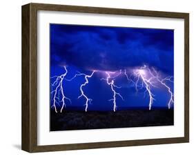 Lightning Storm over Prairie-Aaron Horowitz-Framed Premium Photographic Print
