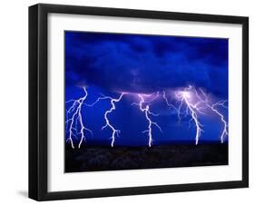 Lightning Storm over Prairie-Aaron Horowitz-Framed Premium Photographic Print