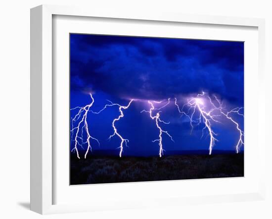 Lightning Storm over Prairie-Aaron Horowitz-Framed Premium Photographic Print