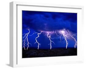 Lightning Storm over Prairie-Aaron Horowitz-Framed Premium Photographic Print