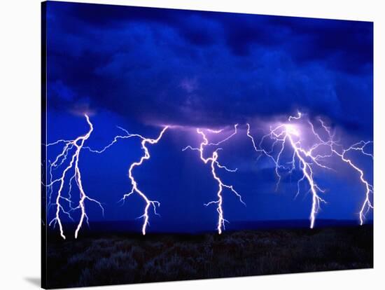 Lightning Storm over Prairie-Aaron Horowitz-Stretched Canvas