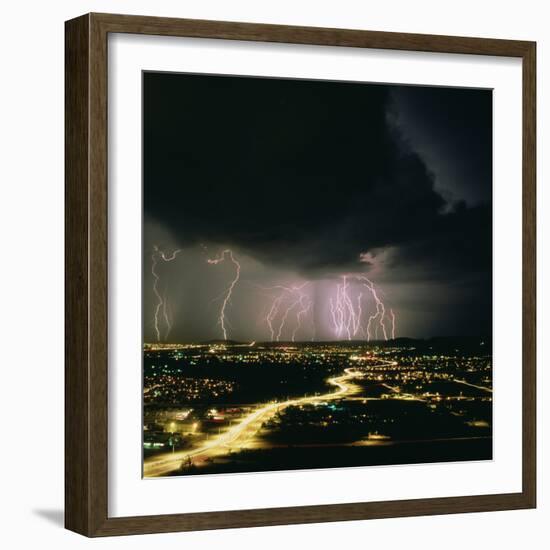 Lightning Storm Over Tucson, Arizona-Keith Kent-Framed Premium Photographic Print