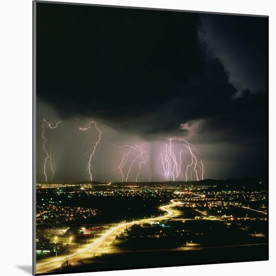 Lightning Storm Over Tucson, Arizona-Keith Kent-Mounted Premium Photographic Print