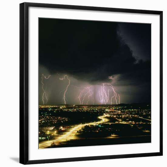 Lightning Storm Over Tucson, Arizona-Keith Kent-Framed Photographic Print