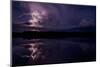 Lightning storm reflecting in river in the Amazon basin, Ecuador-Lucas Bustamante-Mounted Photographic Print