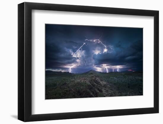 Lightning storm, Western Australia. December 2013. Image stacking / composite.-Paul Williams-Framed Photographic Print