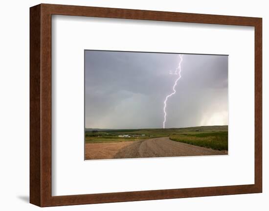Lightning strike in rural Richland County, Montana, USA-Chuck Haney-Framed Photographic Print